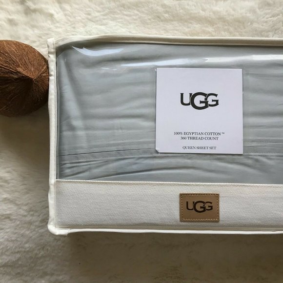 UGG Egyptian Cotton QUEEN Sheet Set, Ocean Mist - Picture 1 of 4